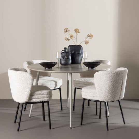 Spisegruppe Venture Home Plaza Ø120 med 4 stk Agnes Stoler