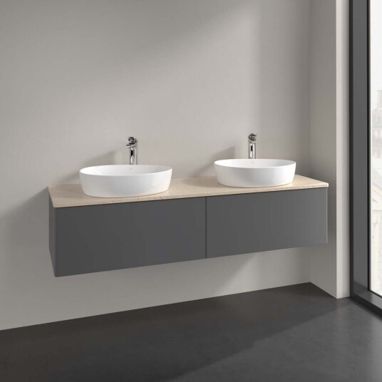 Villeroy & Boch Antao Servantskap med 2 skuffer 160x50x36 cm u/lys Antrasitt/Crème
