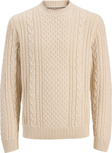 Jack & Jones Jprblucallum Cable Knit Crew Neck Cream S Jack & Jones Jprblucallum Cable Knit Crew Neck Cream S