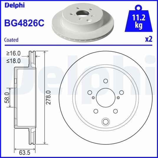 Bremseskive DELPHI BG4826C Bremseskive DELPHI BG4826C