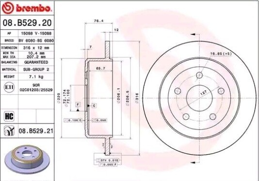 Bremseskive BREMBO 08.B529.21