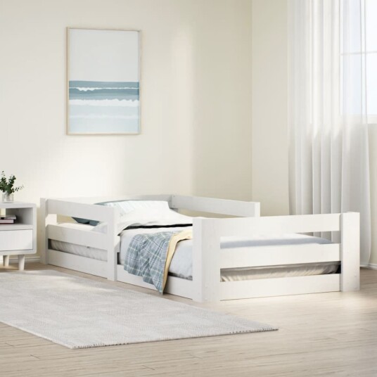 Sengeramme uten madrass hvit 75x190 cm heltre furu 8721158397102 Sengeramme uten madrass hvit 75x190 cm heltre furu 8721158397102