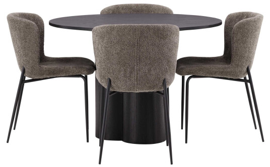 Venture Design Olivia & Modesto spisegruppe Beige/svart 4 stoler & bord 110 cm