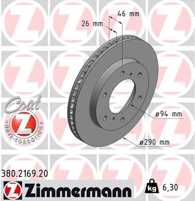 Bremseskive ZIMMERMANN 380.2169.20 Bremseskive ZIMMERMANN 380.2169.20