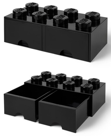 LEGO Storage Brick Drawer 8 stor oppbevaringskloss med 2 skuffer 50 x 25 cm black LEGO Storage Brick Drawer 8 stor oppbevaringskloss med 2 skuffer 50 x 25 cm black