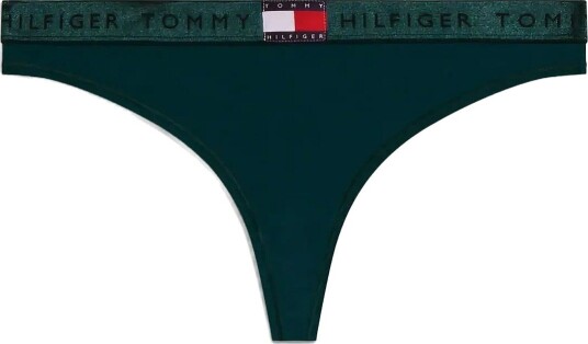 Tommy Hilfiger Shine Wb Thong (Ext.sizes) ORNAMENTAL GREEN XL