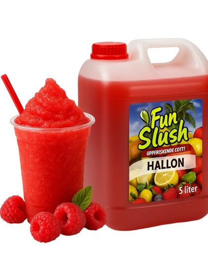 5 liter Bringebær Slush Konsentrat 30 liter Ferdig Popz Fun Slush