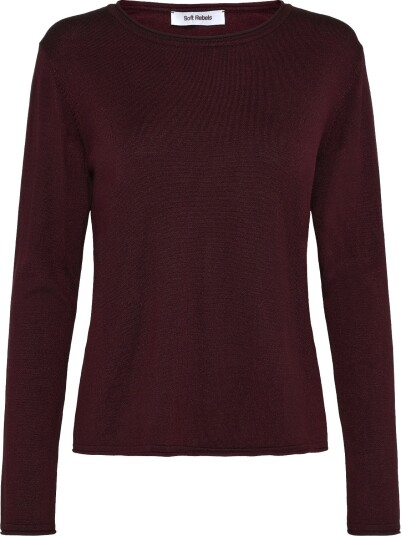 Soft Rebels Srmarla O Neck Knit Roll Edge 365 VINYARD WINE XL