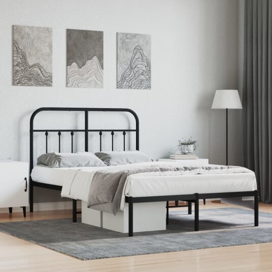 vidaXL Sengeramme i metall med sengegavl svart 120x200 cm