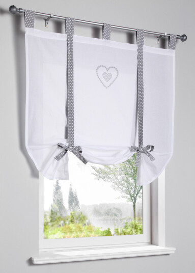 bonprix Gardin i økologisk bomull med hjertetrykk 1 (H/B: 120/60 cm),2 (H/B: 120/80 cm),3 (H/B: 120/100 cm),4 (H/B: 120/120 cm),5 (H/B: 120/140 cm) hvit