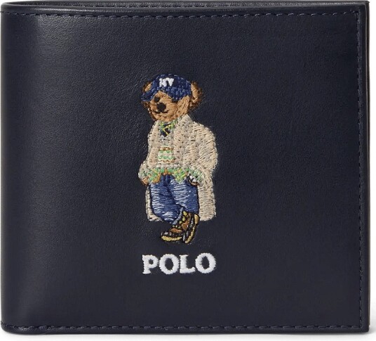 Polo Ralph Lauren Polo Bear Leather Billfold Coin Wallet - Navy - ONE SIZE