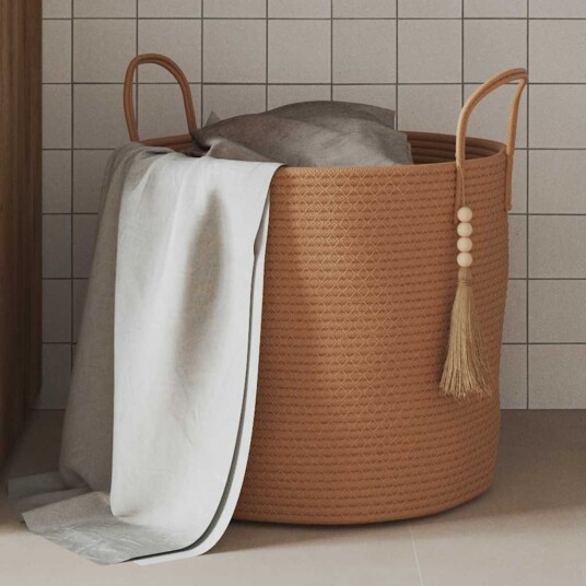 Oppbevaringskurv brun Ø40x35 cm bomull