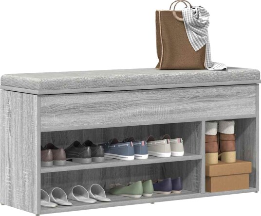 Skobenk grå sonoma 102x30,5x45 cm konstruert tre 8721158717917 Skobenk grå sonoma 102x30,5x45 cm konstruert tre 8721158717917