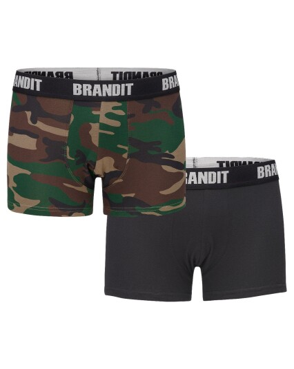 Brandit Boxershorts med logotyp 2 Pak Svart Grønn Brun Beige