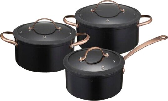 Modern House Black Copper grytesett 3 deler 1,5/3/4,9L keramisk svart/kobber Modern House Black Copper grytesett 3 deler 1,5/3/4,9L keramisk svart/kobber