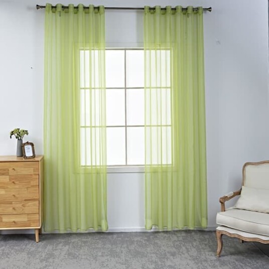 2 pakning Transparenta Voile gardiner med maljer 140x225 cm for stue og soverom