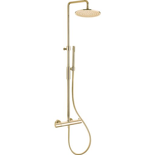 Nicobelli Paffoni Light dusjsett messing brushed brass shower rail height: 755 mm; shower head diameter: 300 mm; hose length: 1.5 m; wall mount center distance: 698 mm