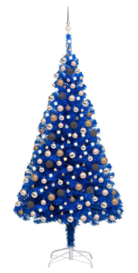 vidaXL Kunstig juletre med LED og kulesett i blå 210 cm PVC