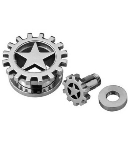 Steam Punk Star Piercing Tunnel 14 mm
