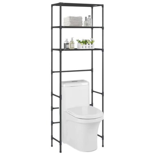 Oppbevaringsstativ til toalett - 53x28x169 cm - sort
