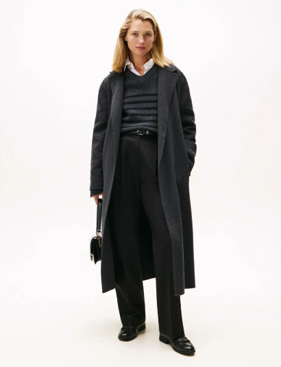 Tommy Hilfiger Df Wool Reg Belted Maxi Coat Grey 46 Tommy Hilfiger Df Wool Reg Belted Maxi Coat Grey 46