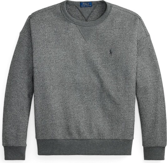 Polo Ralph Lauren Relaxed Fit Waffle Knit Sweatshirt FORTRESS GREY HEA XXL