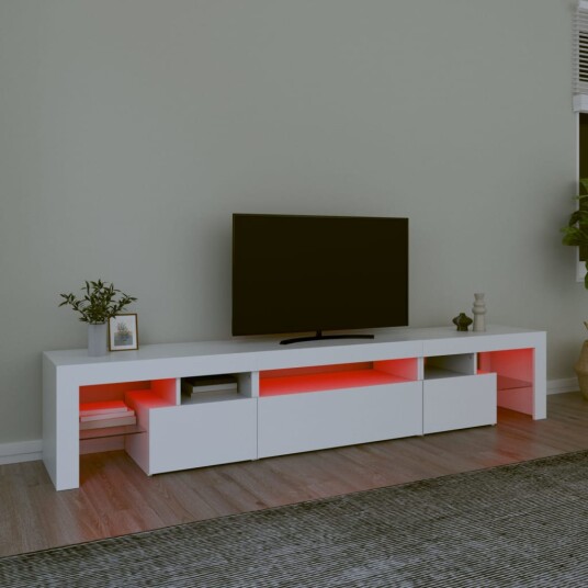 TV-benk med LED-lys hvit 215x36,5x40 cm 8720845649425 TV-benk med LED-lys hvit 215x36,5x40 cm 8720845649425