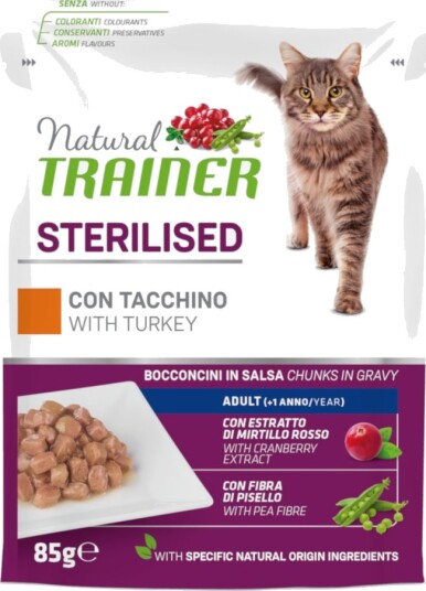 Natural Trainer Våtfôr Adult Sterilisert Kalkun 12 X 85 G