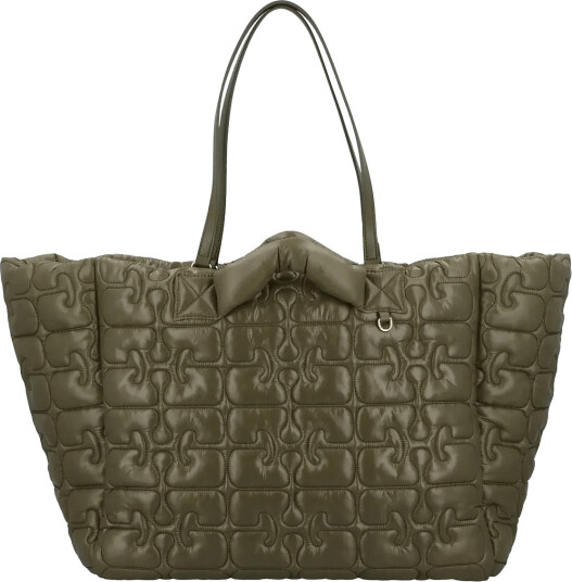 Ganni Quilted Re Tech Xxl Tote   Green   ONE SIZE