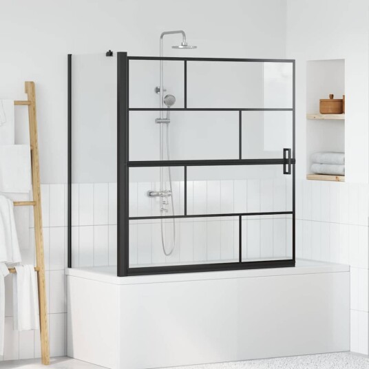 Bade dusjvegg Svart og gjennomsiktig 116 x 68 x 128 cm