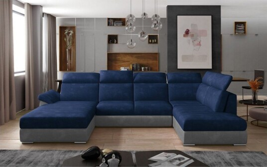Seksjon Eltap Evanell 336x211x102 cm Kronos 09 Paros 05 Mørk Blå Lys Grå Venstre
