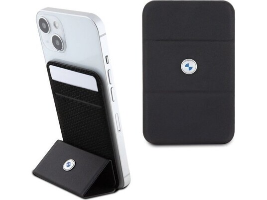 BMW Wallet Cardslot Stand Magsafe Signature Collection - Magnetisk Lommebok Med Stativfunksjon (Svart)