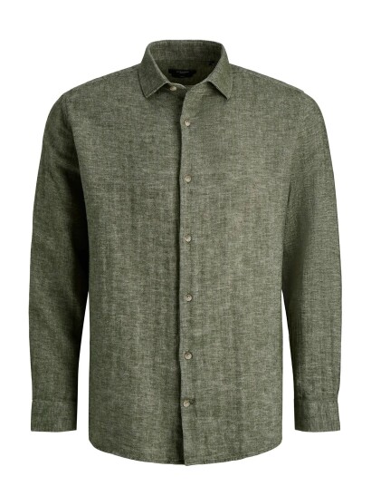 Jack & Jones Jprblaparker Linen Blend L/S Shirt Khaki green S