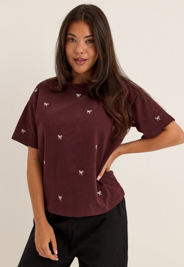Vila Vimonie Bow O neck S/S T SHIRT