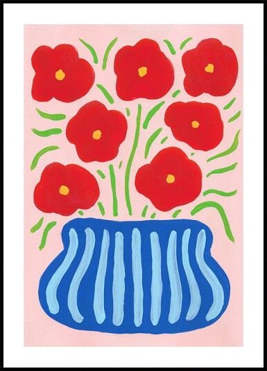 Lerin Freyou Red Flowers Plakat Plakat / 50x70cm 