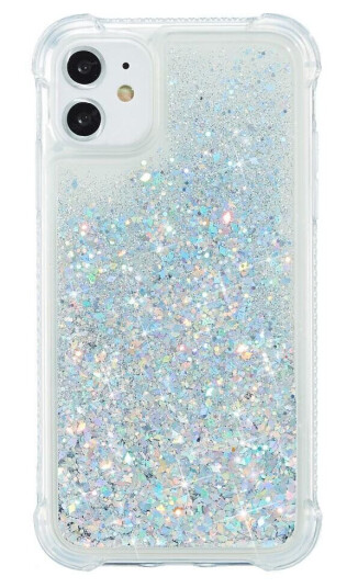 INCOVER iPhone 12 / 12 Pro Plastikkdeksel m. Glitter - Gjennomsiktig / Sølv