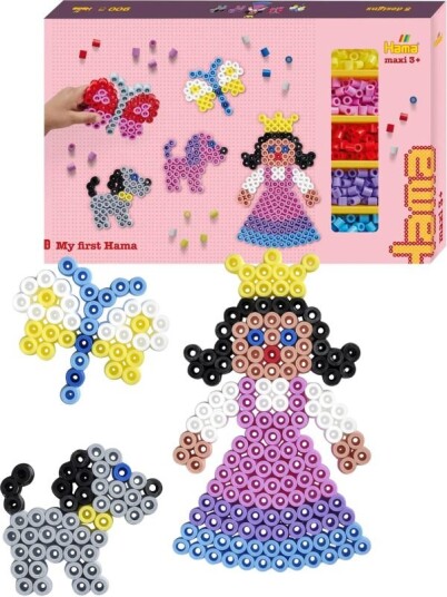 Hama Maxi stor eske med 900 Maxi perler og 3 perlebrett