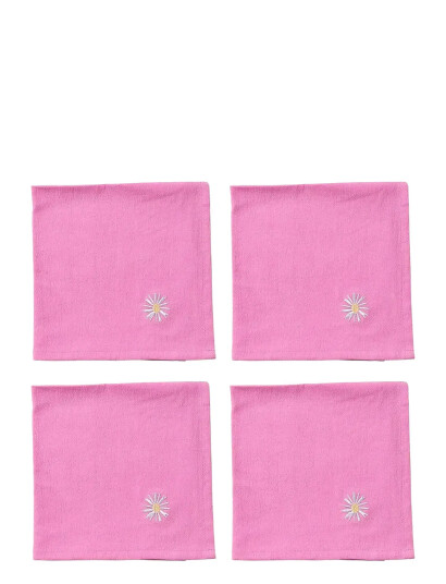 Midnatt Napkins 4-Pack Pink Daisy - Red - 40X40CM