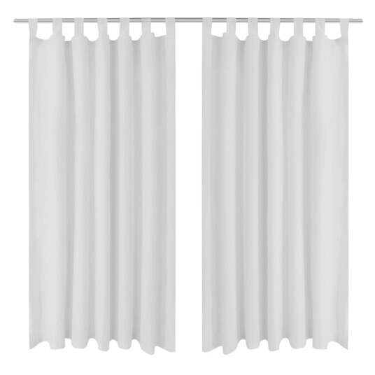 vidaXL 2stk Hvit Micro-Sateng Gardiner med Sløyfer 140 x 225 cm