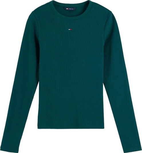 Tommy Jeans Tjw Slim Essential Rib Ls ELEGANT GREEN L