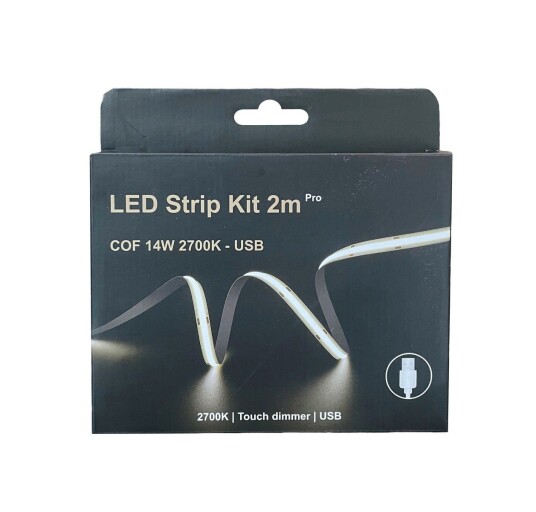 LED Strip kit 14W 2700 Kelvin med USB og dimmer 2 meter Hvit