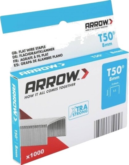 Arrow Arrow Tool Group Flate Trådheftklammer Type 50 1000 Stk Arrow Arrow Tool Group Flate Trådheftklammer Type 50 1000 Stk