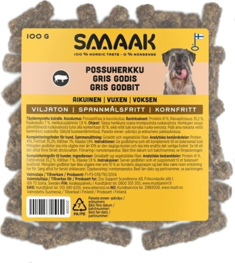 Smaak Dog Adult Pork Treat 100G