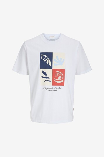 Jack & Jones Junior T skjorte jorCanggu Front Branding Tee SS CN Hvit