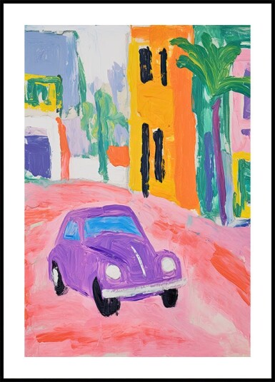 Colorful City Car Plakat Plakat / 50x70cm