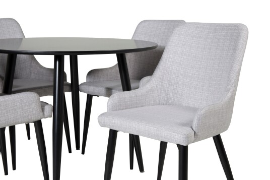 Venture Home Plaza Spisegruppe 100 cm Rund med 4 Plaza Stoler Sort