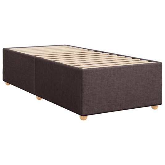 Seng med madrass boksfjær mørkebrun 90x200 cm stoff 8721102702303