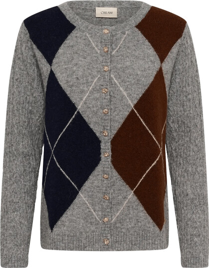 Cream Crhope Knit Cardigan   Grey   M