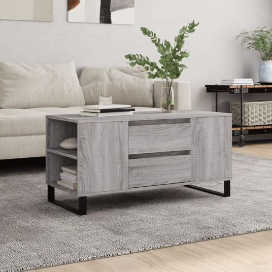 vidaXL Salongbord grå sonoma 102x44,5x50 cm konstruert tre