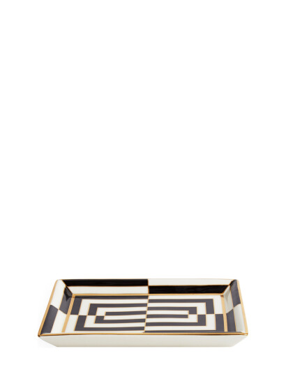 Jonathan Adler Op Art Rectangle Tray   Black   17.78X12.1X2.54CM